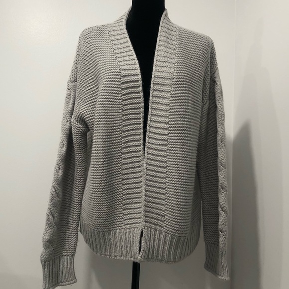 Gray Open Front Cardigan Sweater - Picture 2 of 9